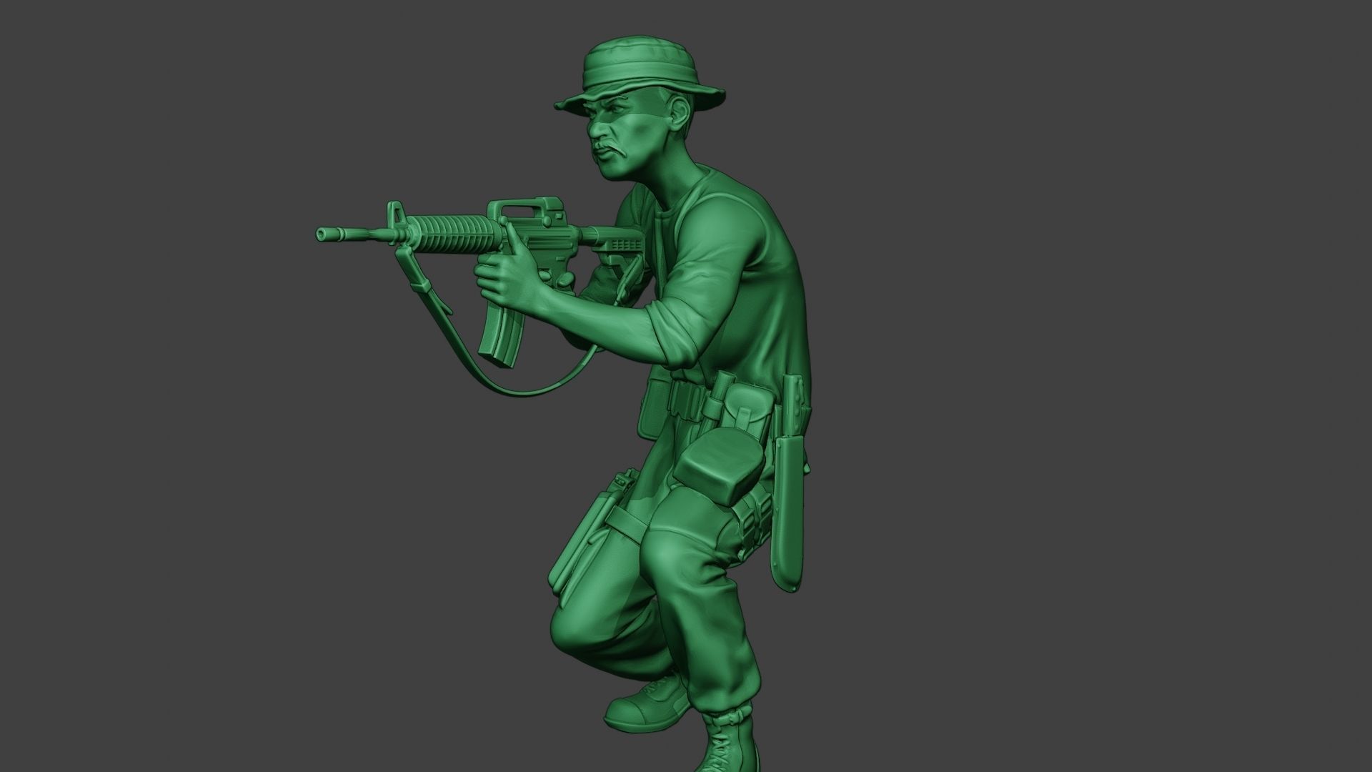 Modern Jungle Soldier Shoot crouched3 MJS1 3D print model_27