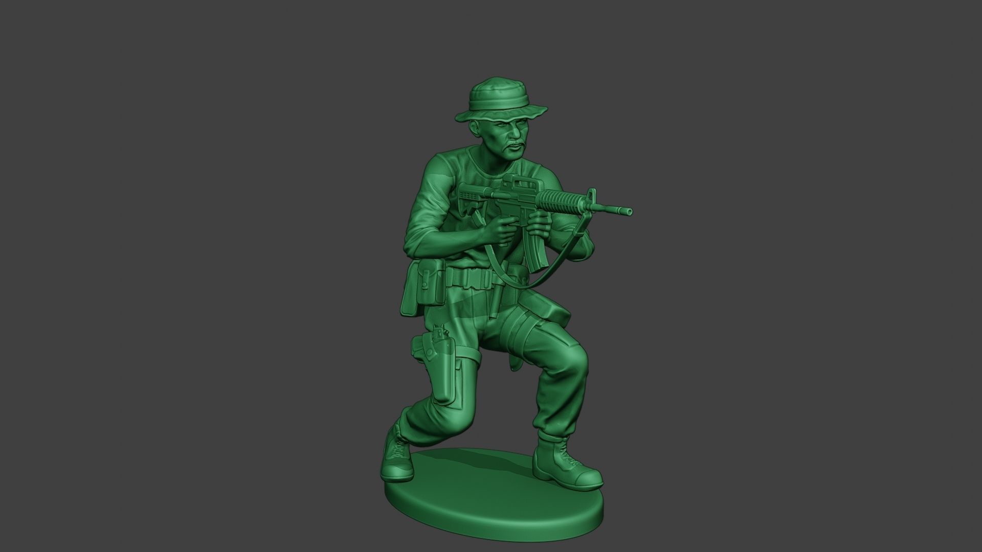 Modern Jungle Soldier Shoot crouched3 MJS1 3D print model_10