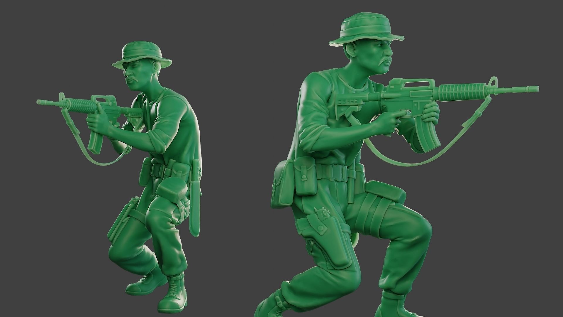 Modern Jungle Soldier Shoot crouched3 MJS1 3D print model_1