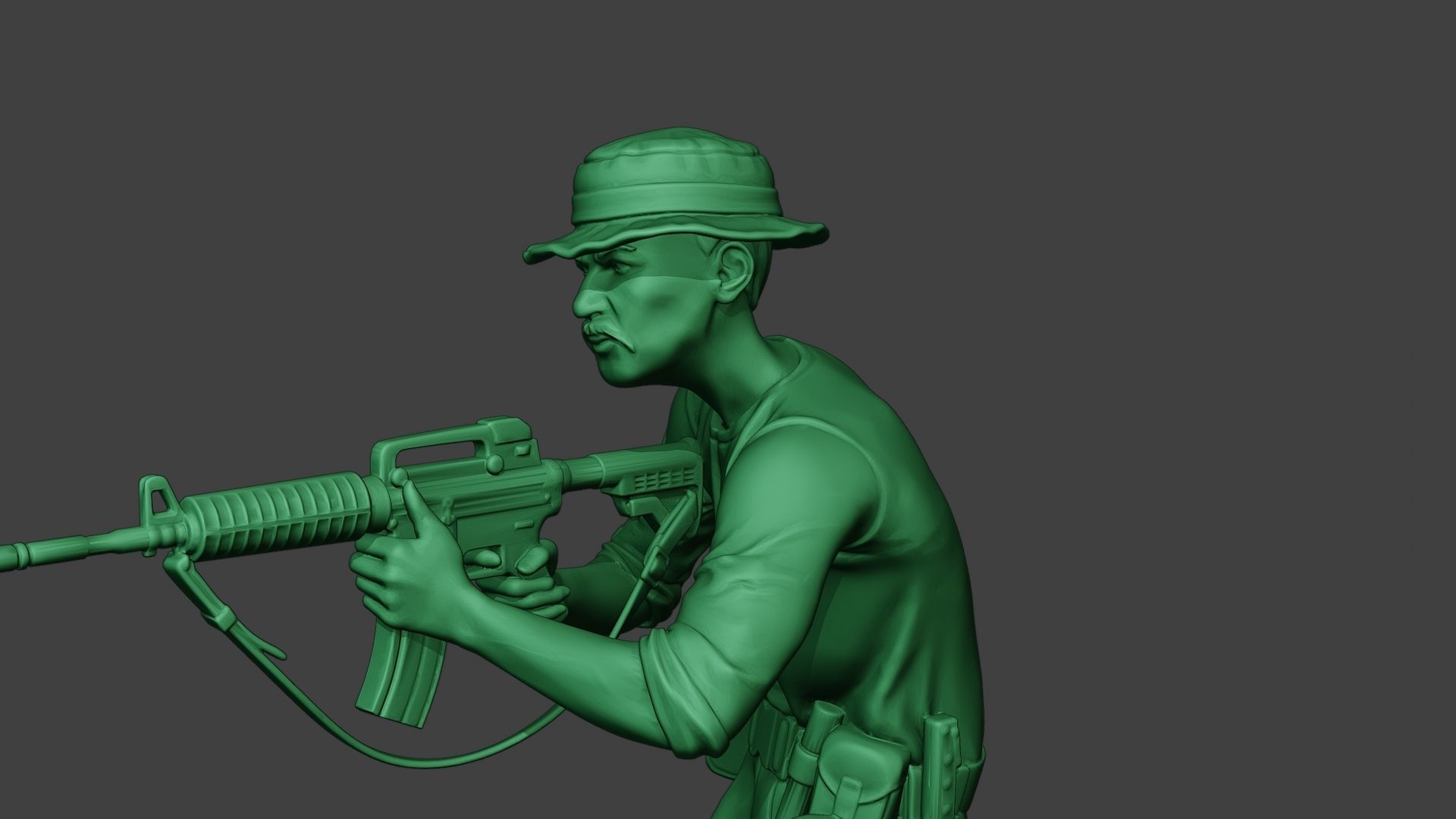 Modern Jungle Soldier Shoot crouched3 MJS1 3D print model_18