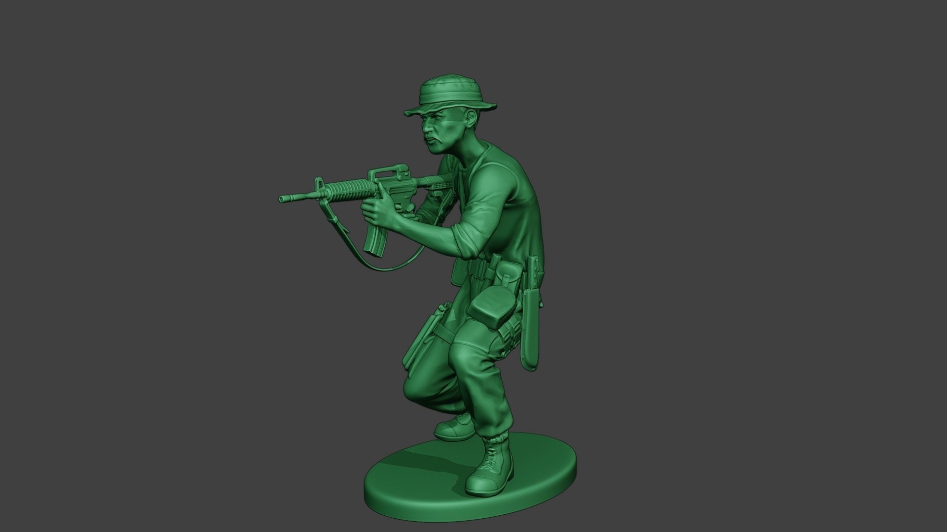 Modern Jungle Soldier Shoot crouched3 MJS1 3D print model_2