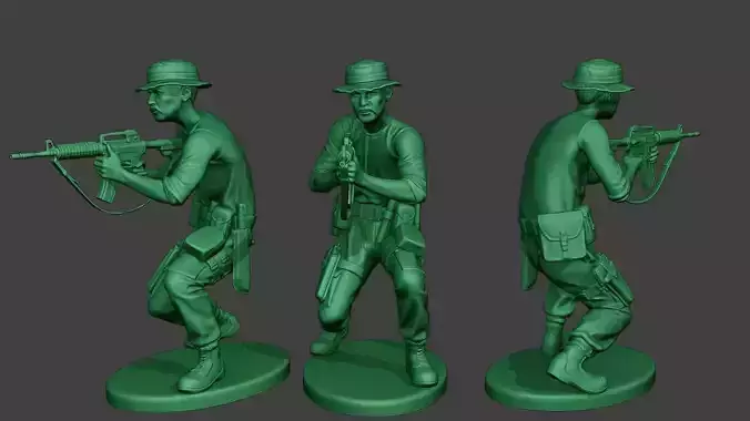 Modern Jungle Soldier Shoot crouched3 MJS1 3D print model