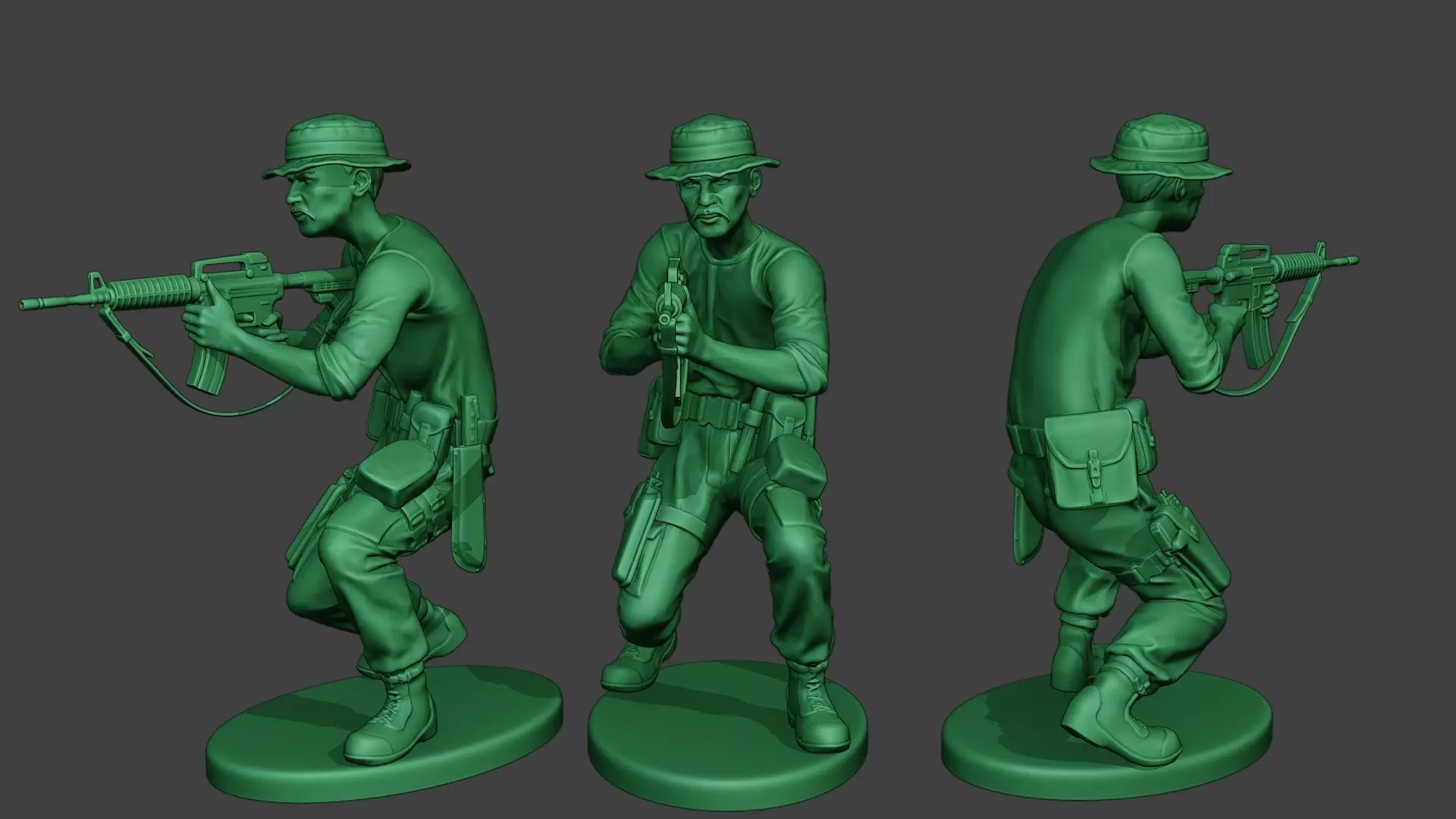 Modern Jungle Soldier Shoot crouched3 MJS1 3D print model_0