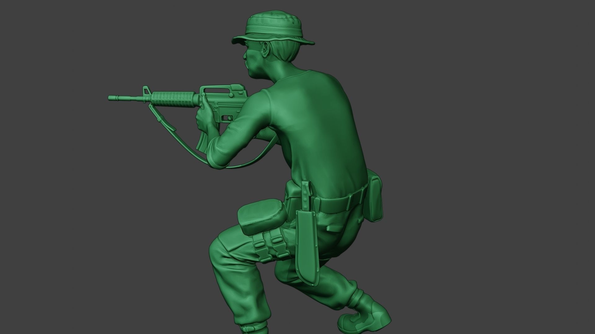 Modern Jungle Soldier Shoot crouched3 MJS1 3D print model_26