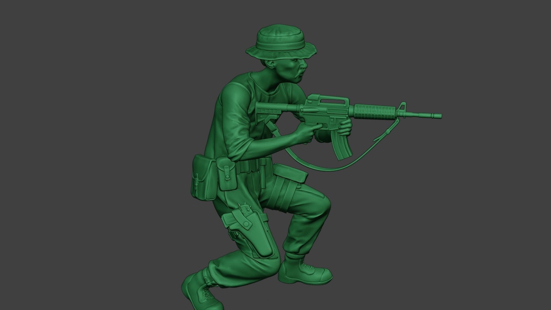 Modern Jungle Soldier Shoot crouched3 MJS1 3D print model_30