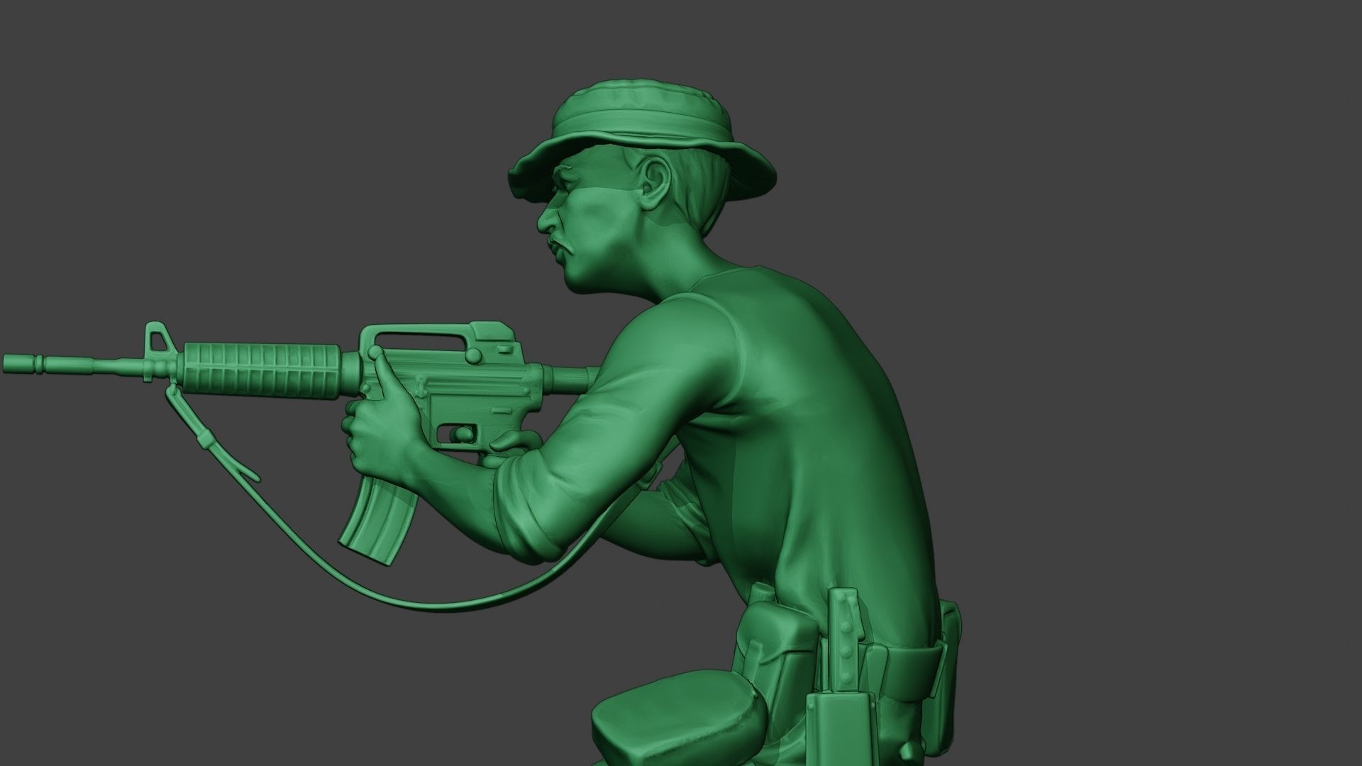 Modern Jungle Soldier Shoot crouched3 MJS1 3D print model_17