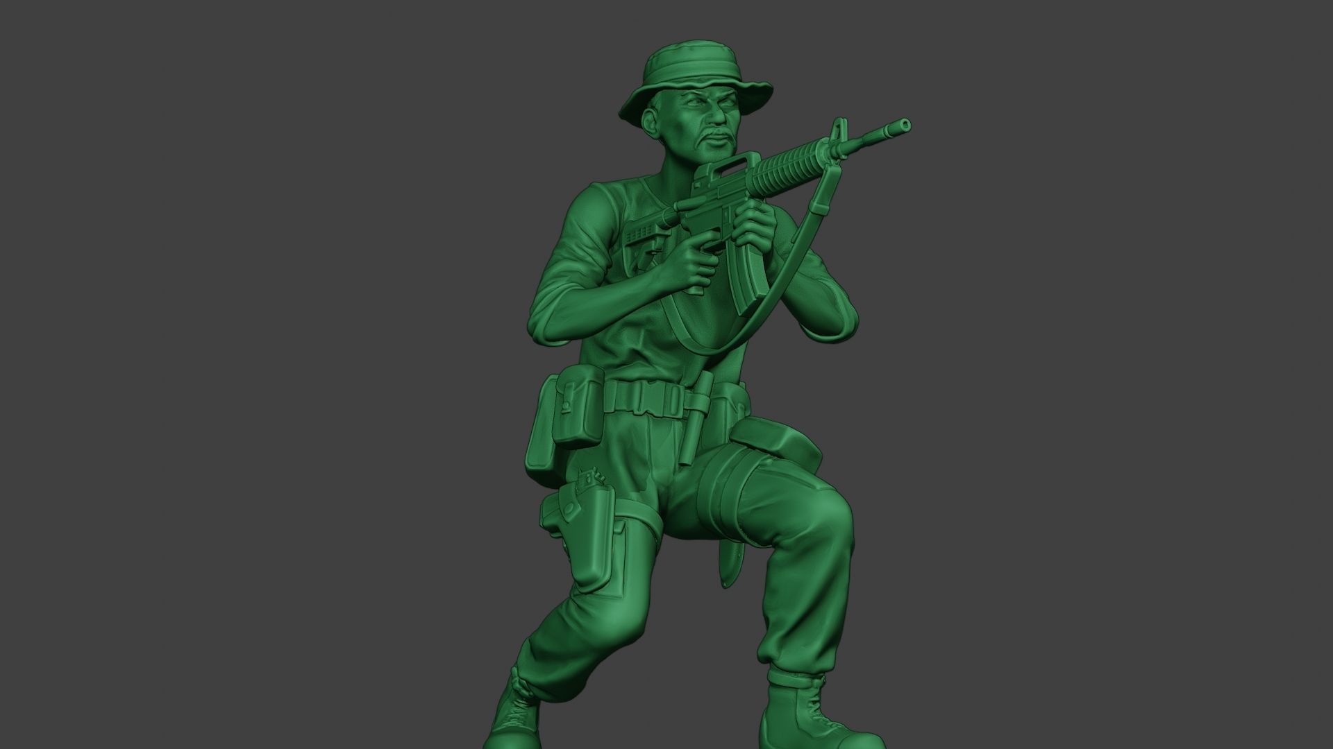 Modern Jungle Soldier Shoot crouched3 MJS1 3D print model_13