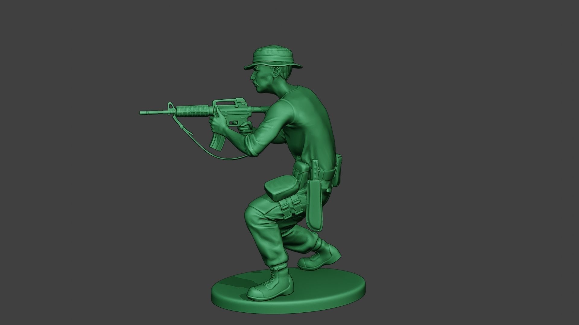 Modern Jungle Soldier Shoot crouched3 MJS1 3D print model_3