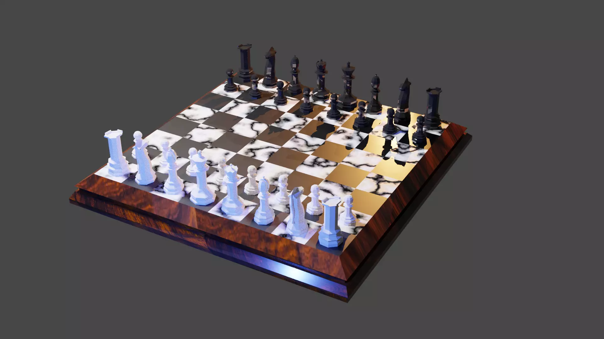 Chess complete Set  Low-poly 3D model_0