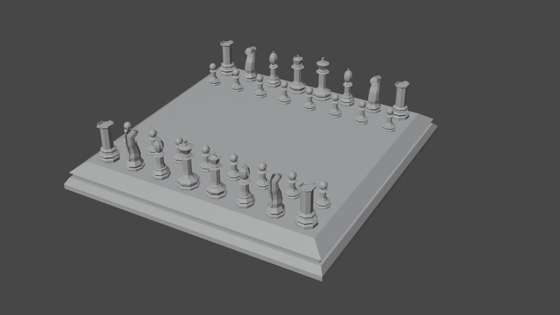 Chess complete Set  Low-poly 3D model_2
