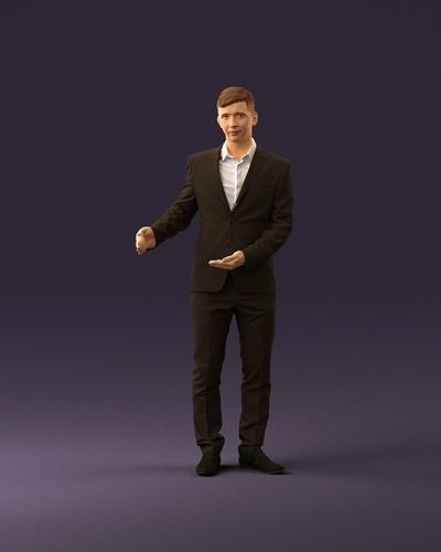 Man in dark suit hands on side 0956 3D model