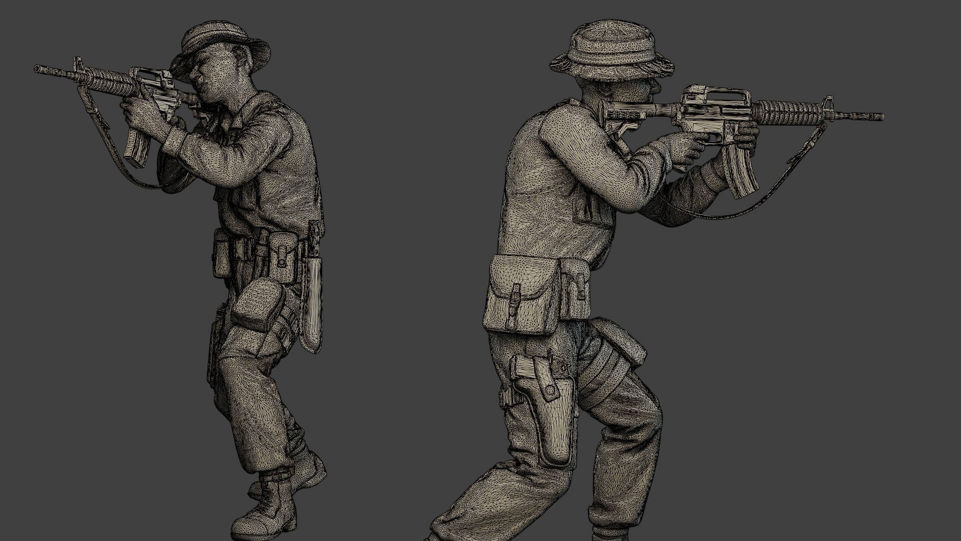 Modern Jungle Soldier Shoot Stand2 MJS1 3D print model_12