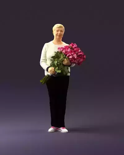 Woman in age with flowers 0959