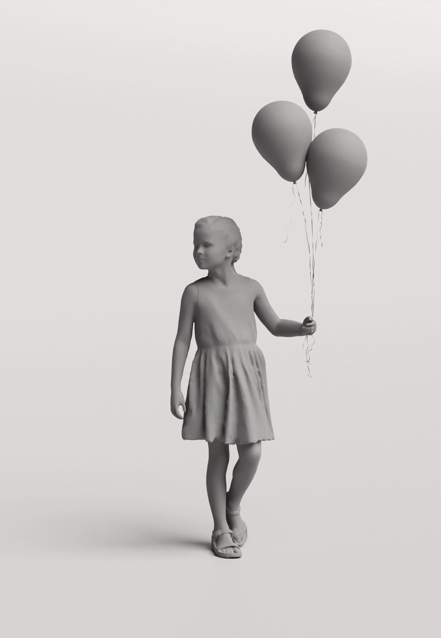 Humano Girl with balloons 0901 3D model_3