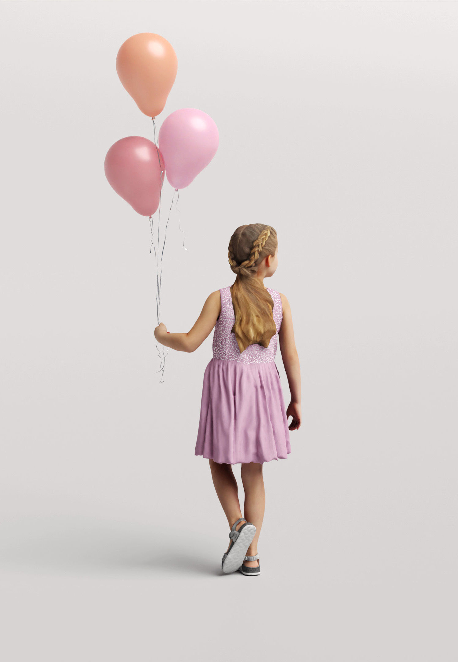 Humano Girl with balloons 0901 3D model_2
