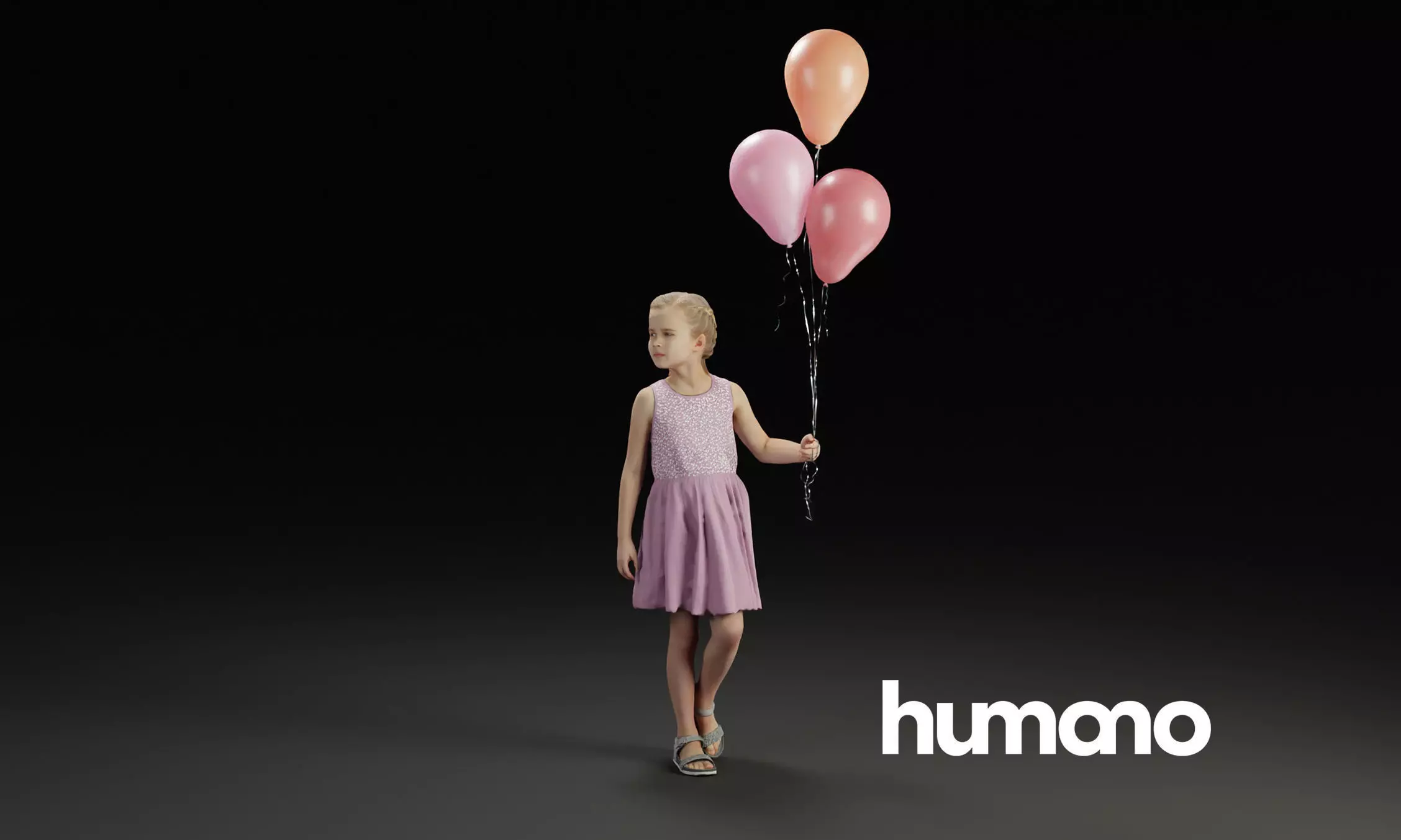 Humano Girl with balloons 0901 3D model_0