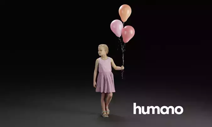 Humano Girl with balloons 0901 3D model