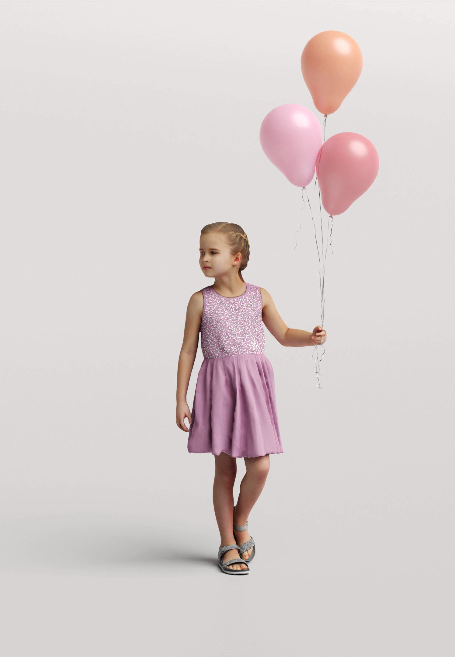 Humano Girl with balloons 0901 3D model_1