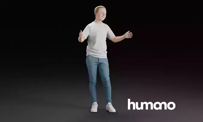 Humano Young boy with open hands 0902 3D model