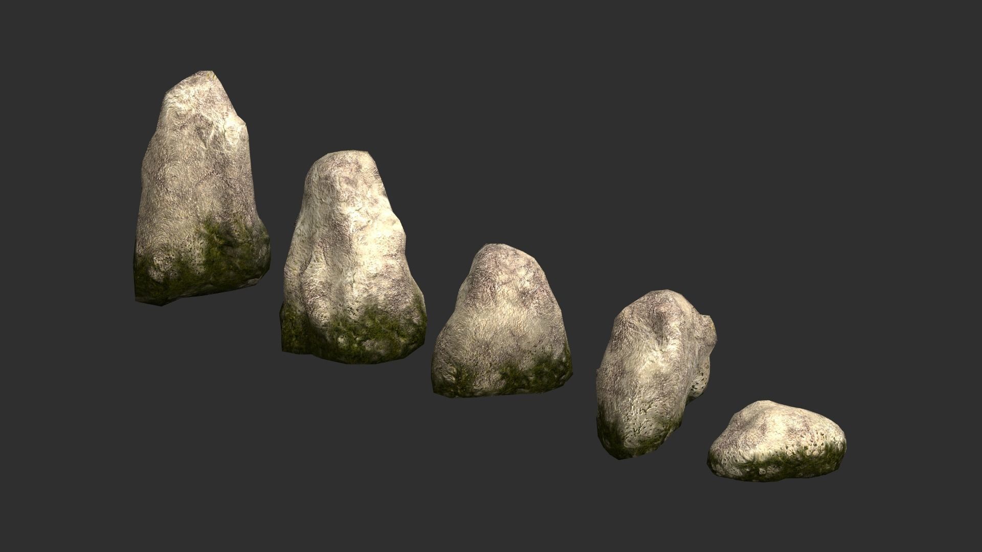 Rock Set 03 - Moss Low-poly 3D model_1