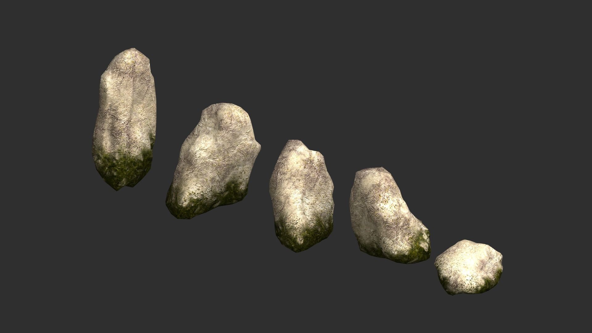 Rock Set 03 - Moss Low-poly 3D model_2