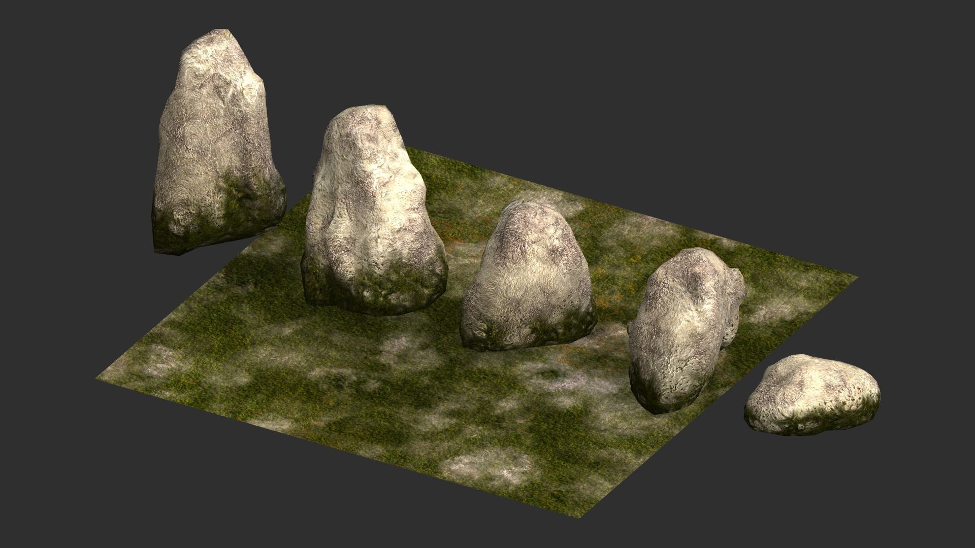 Rock Set 03 - Moss Low-poly 3D model_10