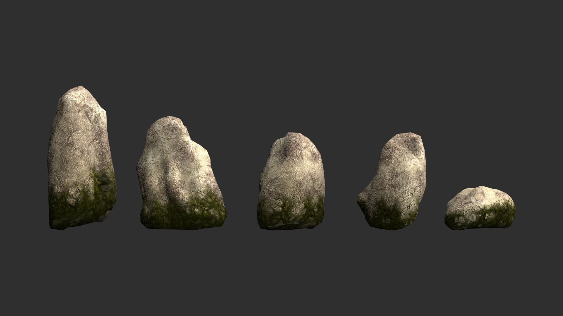 Rock Set 03 - Moss Low-poly 3D model_3