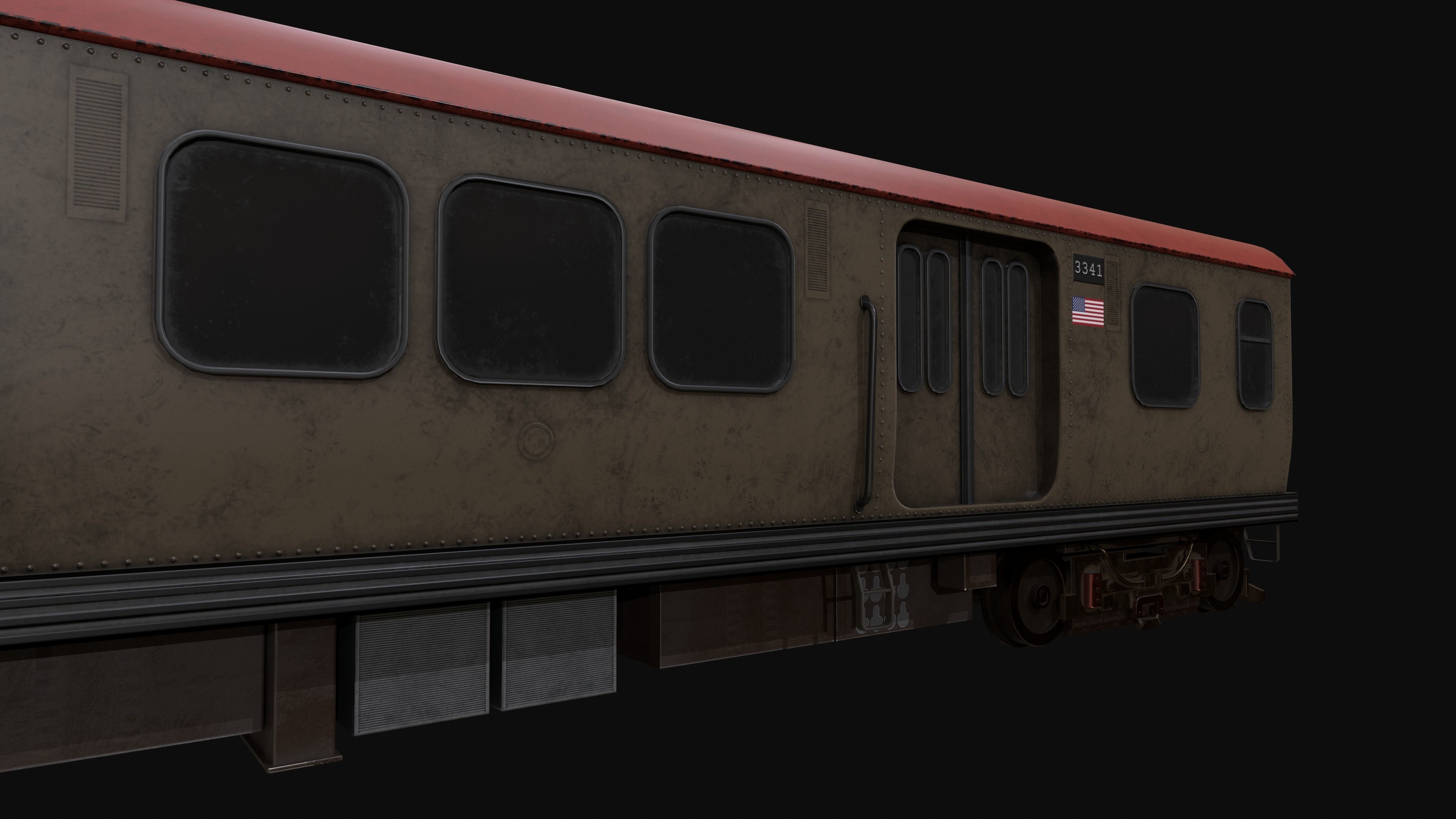 Chicago Old Train PBR game ready Low-poly 3D model_8