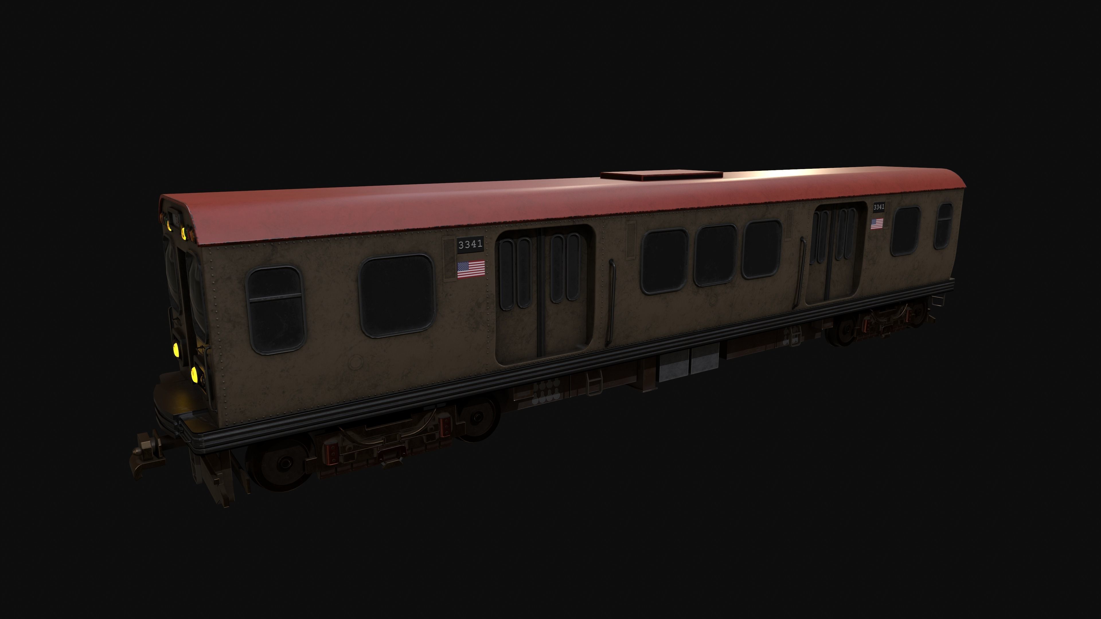 Chicago Old Train PBR game ready Low-poly 3D model_5