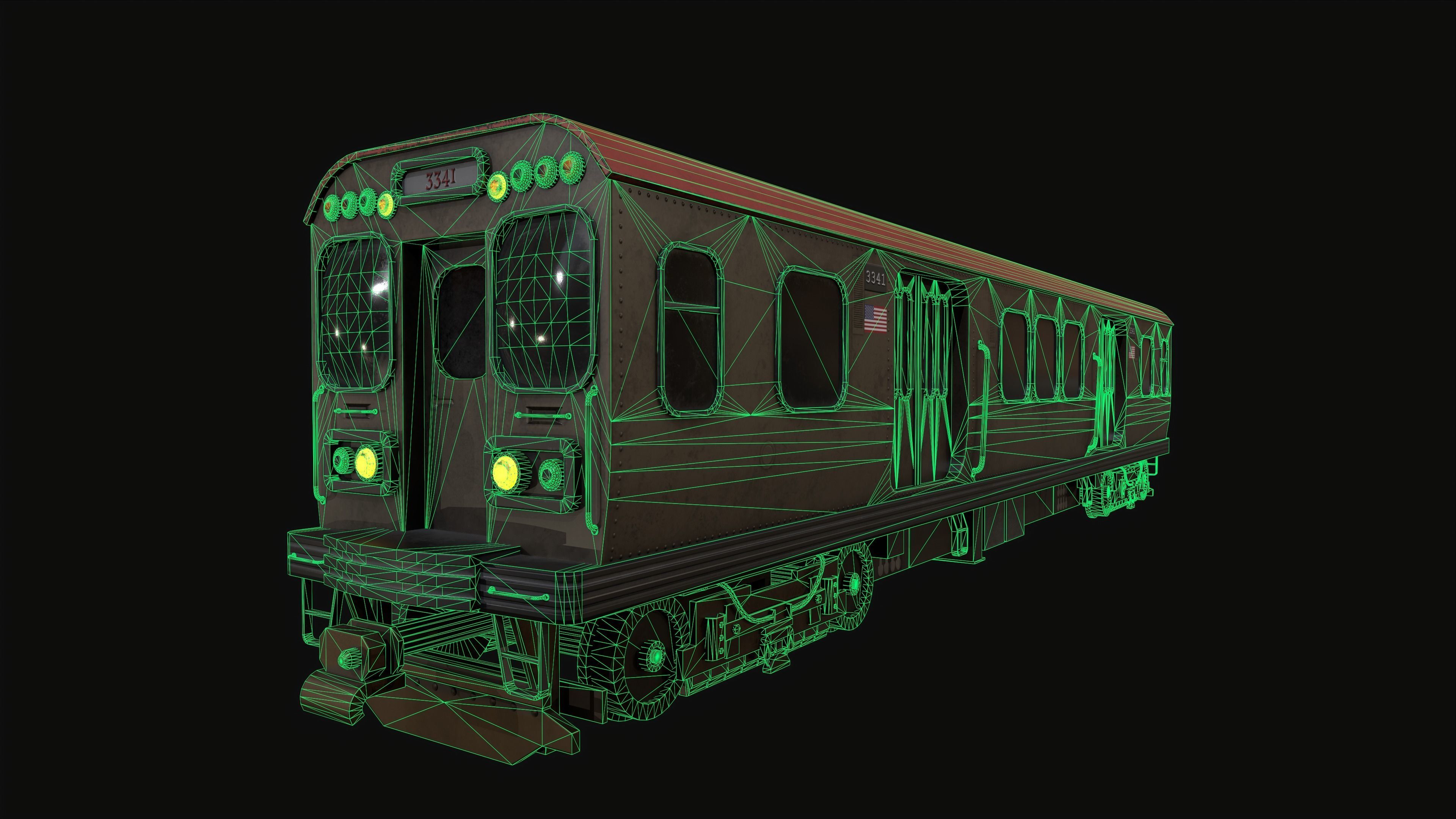 Chicago Old Train PBR game ready Low-poly 3D model_11