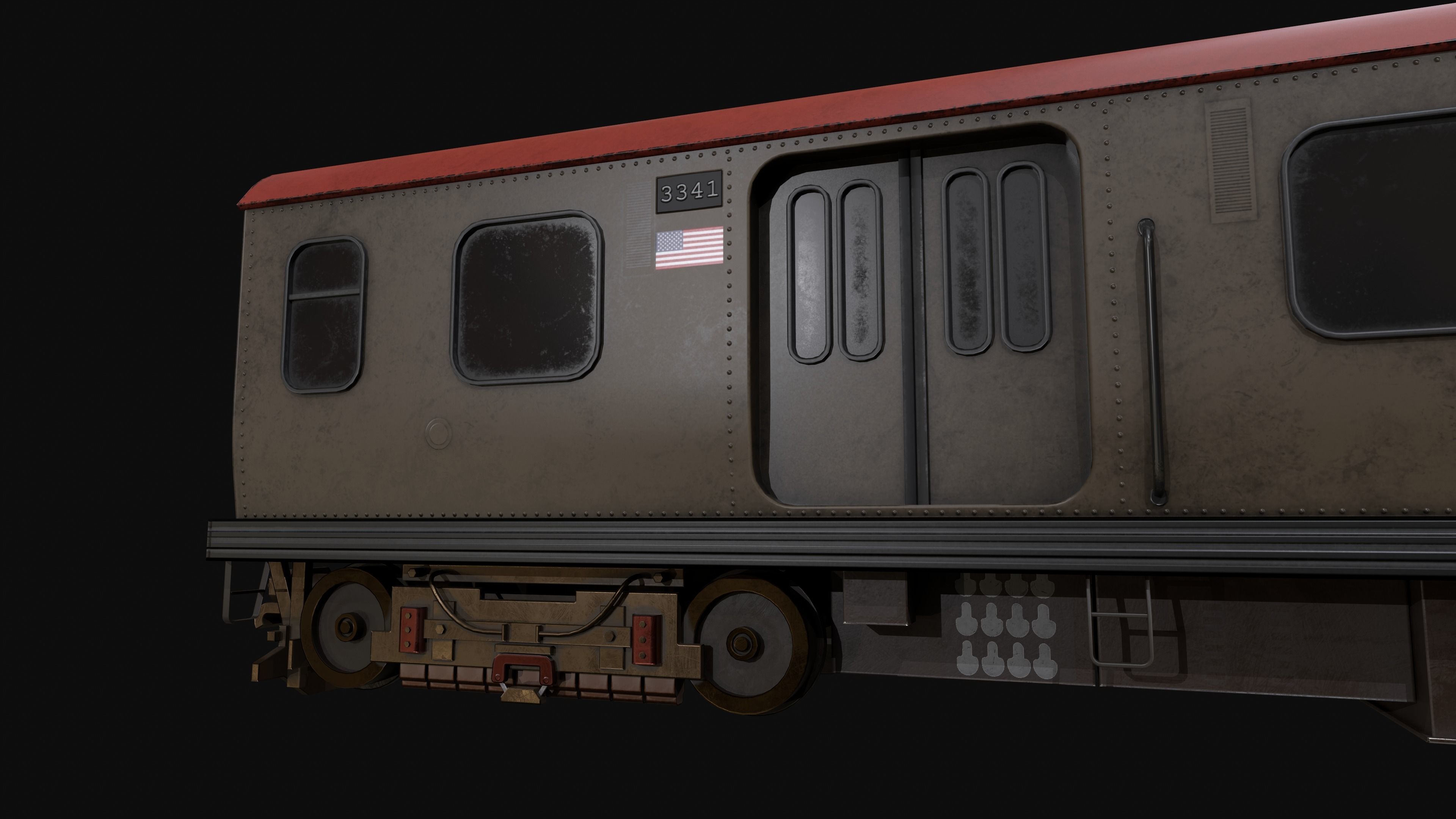 Chicago Old Train PBR game ready Low-poly 3D model_7