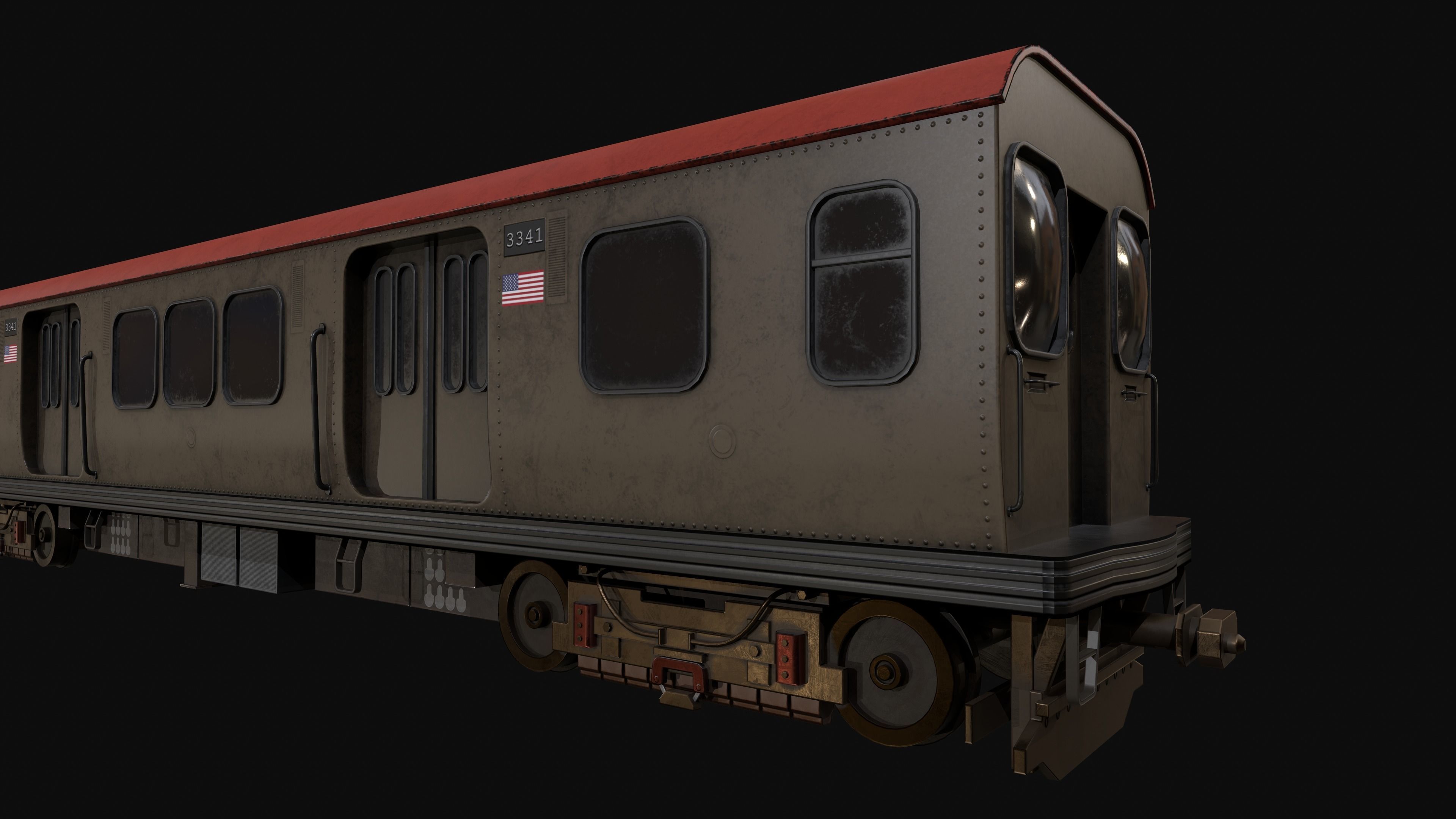 Chicago Old Train PBR game ready Low-poly 3D model_9