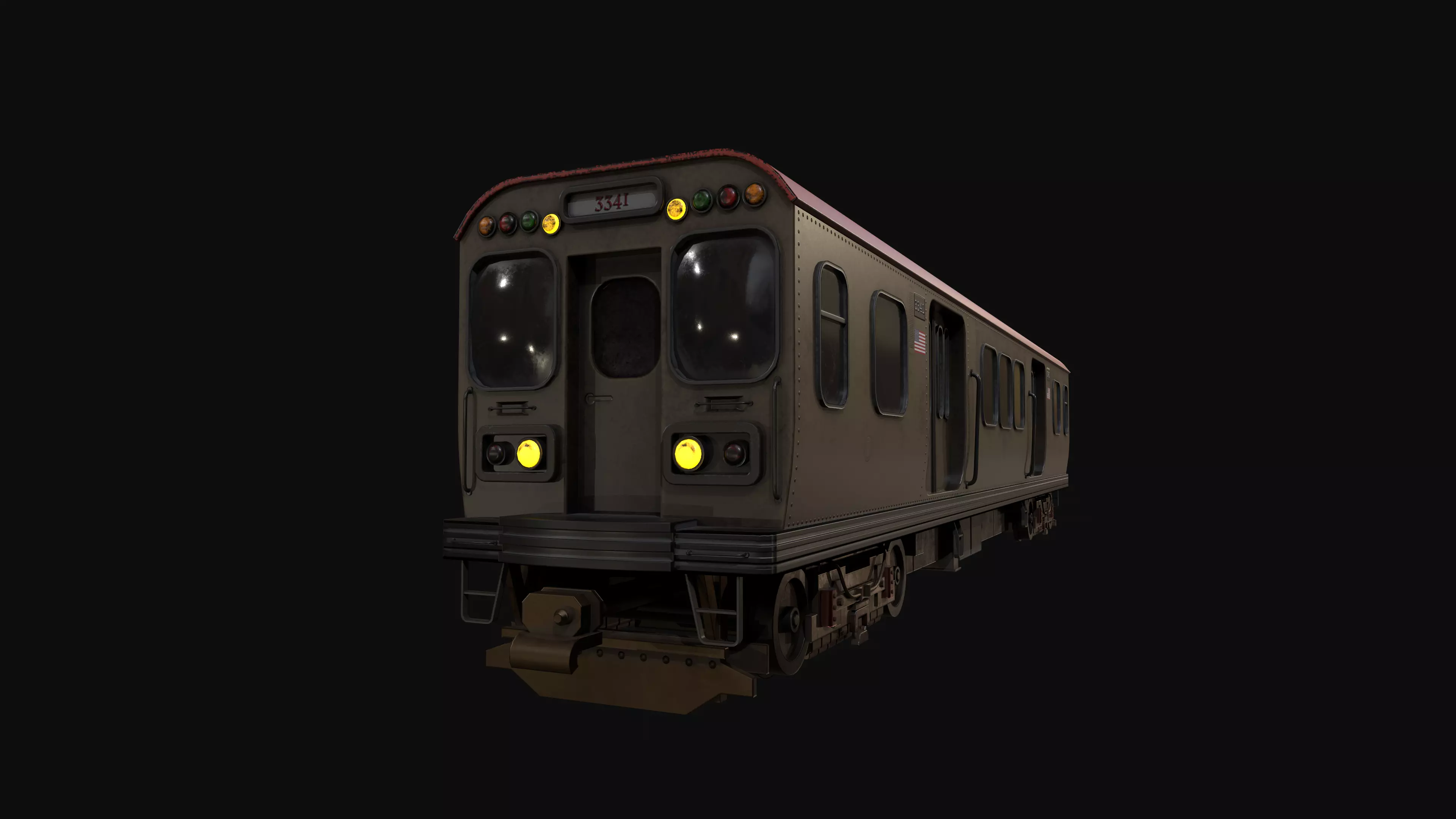 Chicago Old Train PBR game ready Low-poly 3D model_0