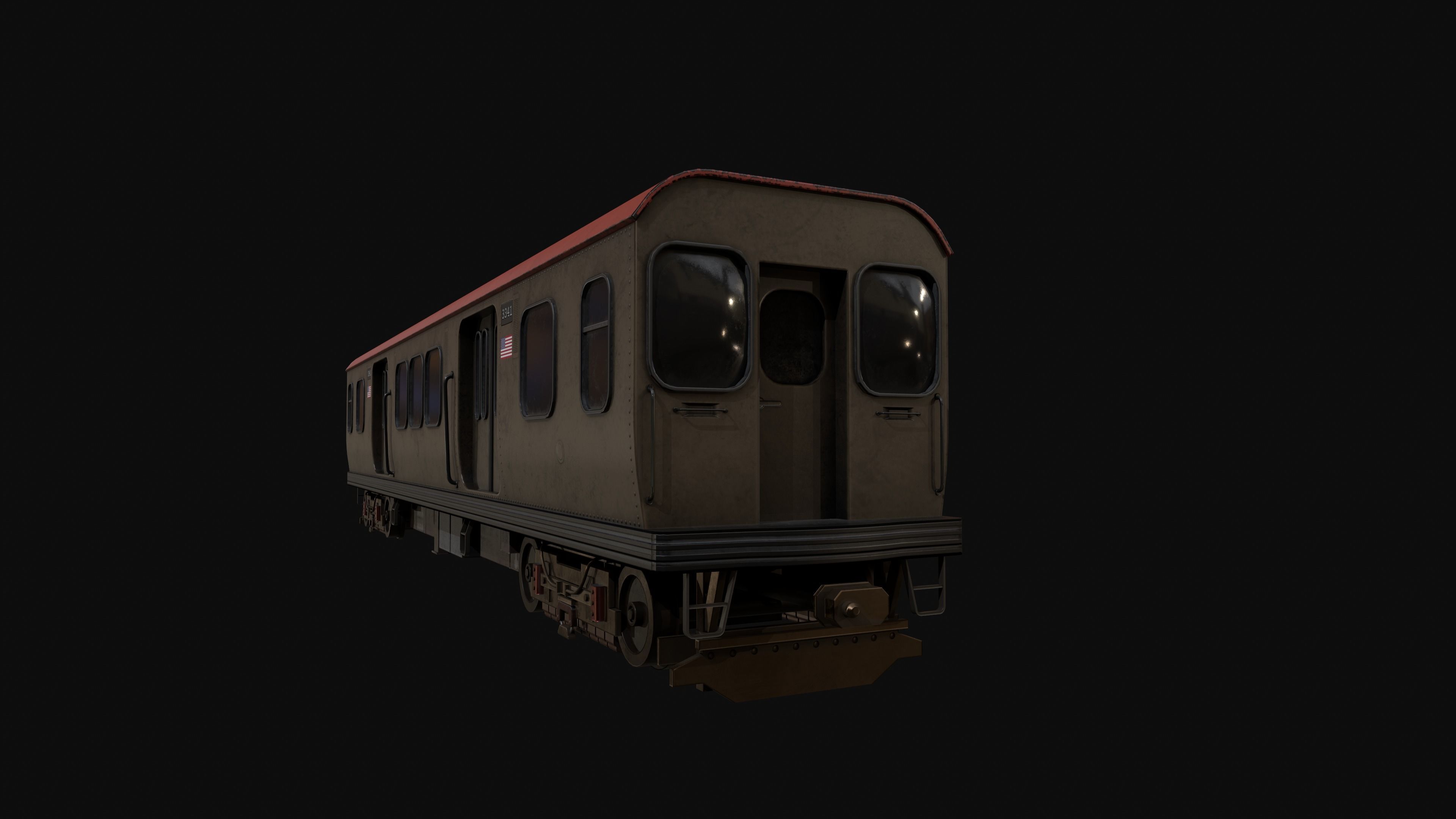 Chicago Old Train PBR game ready Low-poly 3D model_2