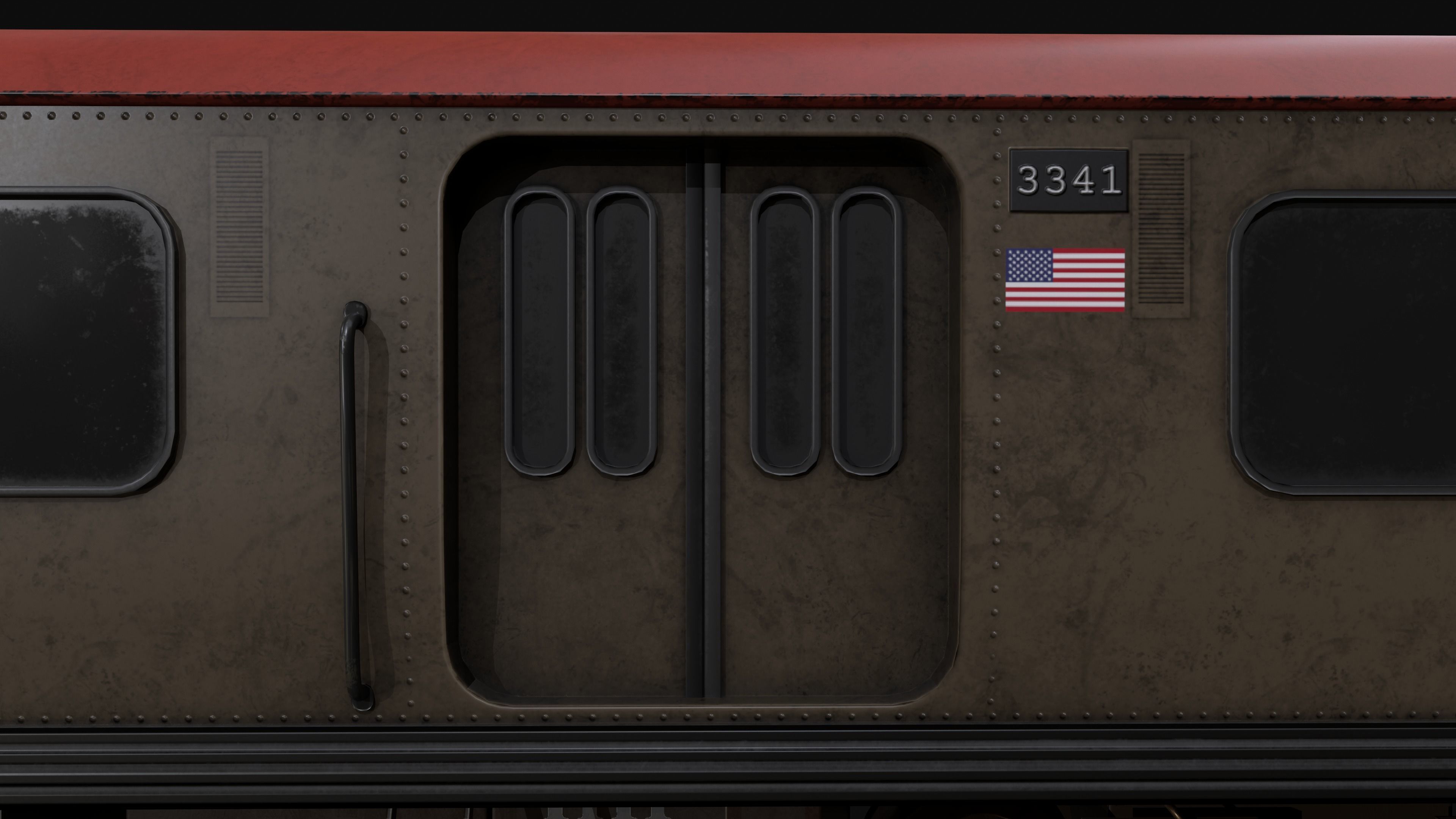 Chicago Old Train PBR game ready Low-poly 3D model_10