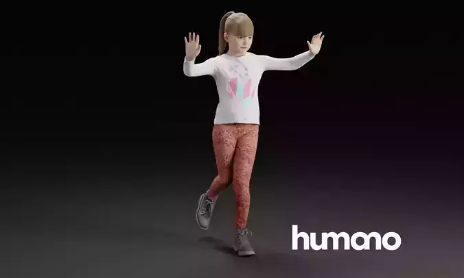 Humano Young girl with open hands 0904 3D model