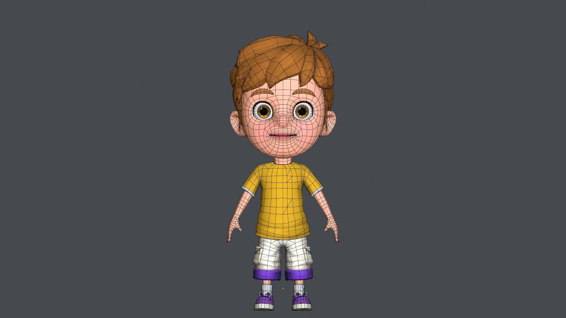 Kain Cartoon Boy Character Low-poly 3D model_20