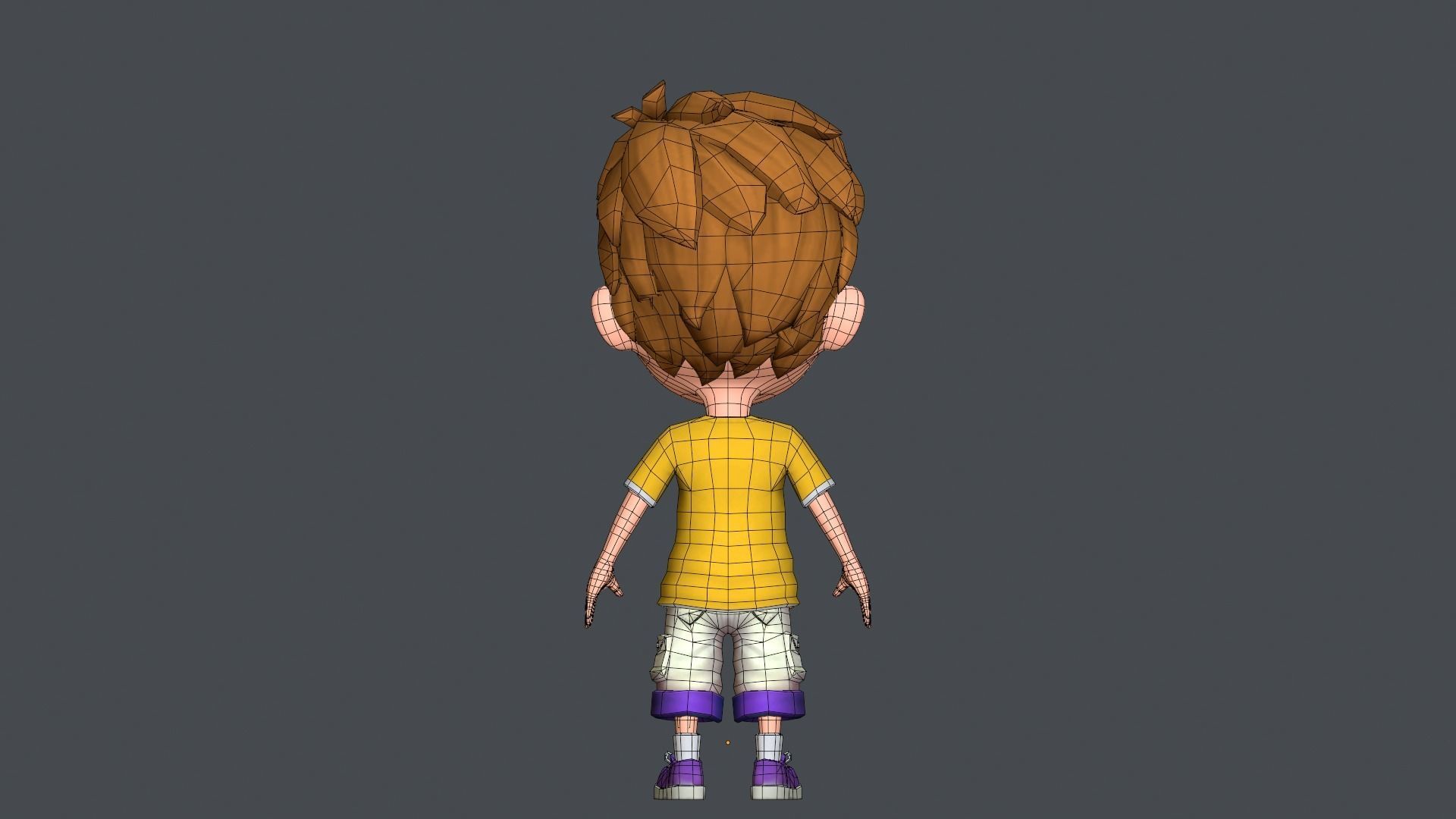 Kain Cartoon Boy Character Low-poly 3D model_22
