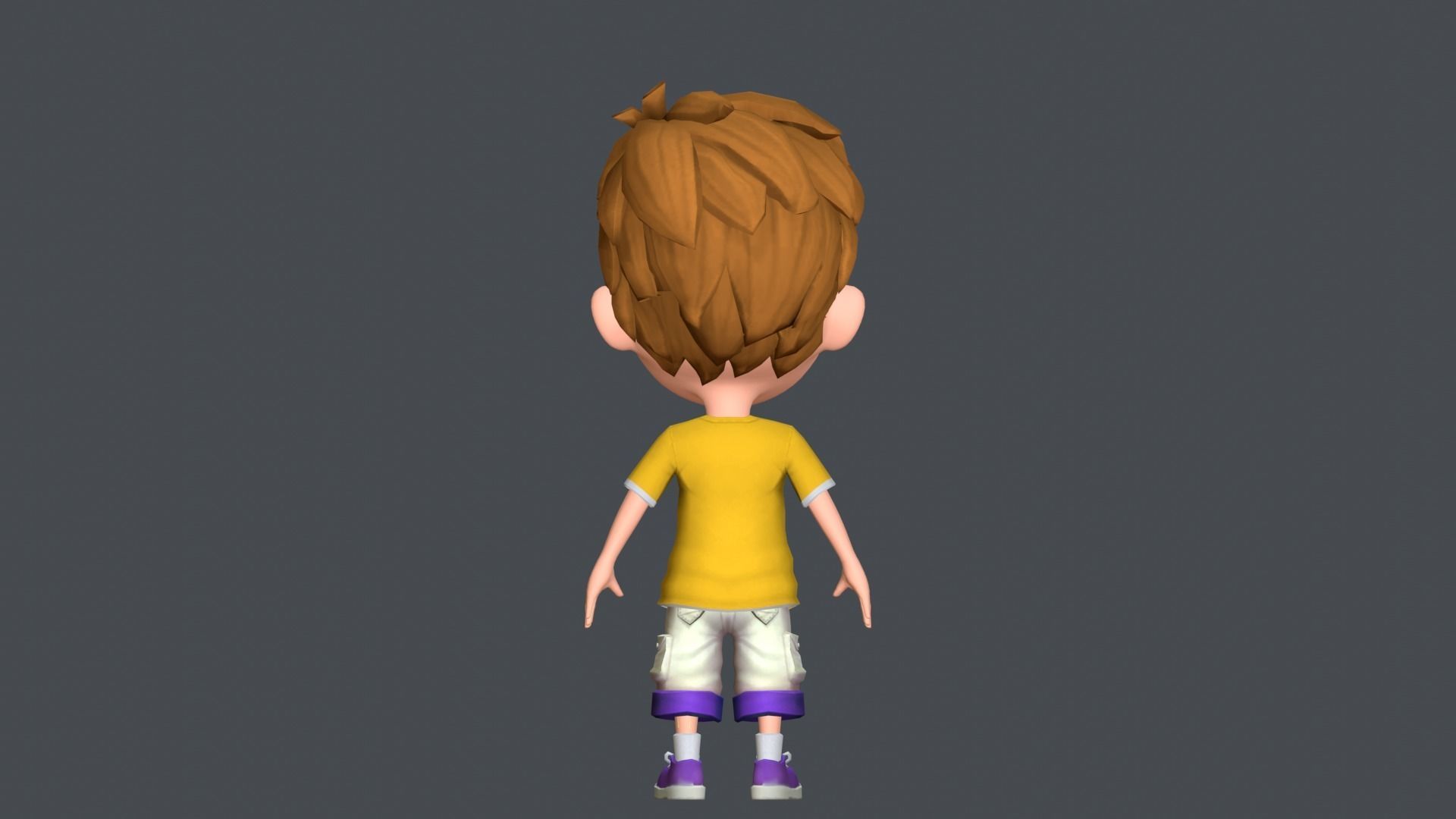Kain Cartoon Boy Character Low-poly 3D model_10