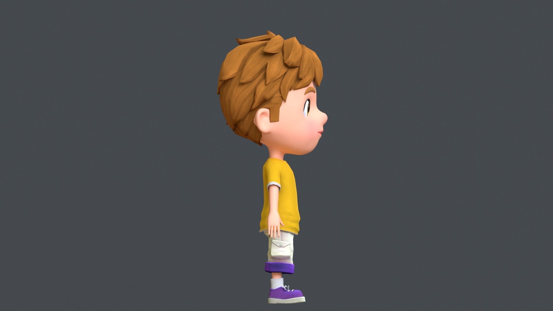 Kain Cartoon Boy Character Low-poly 3D model_5