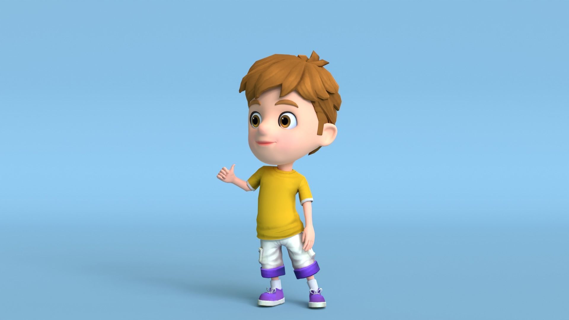 Kain Cartoon Boy Character Low-poly 3D model_3