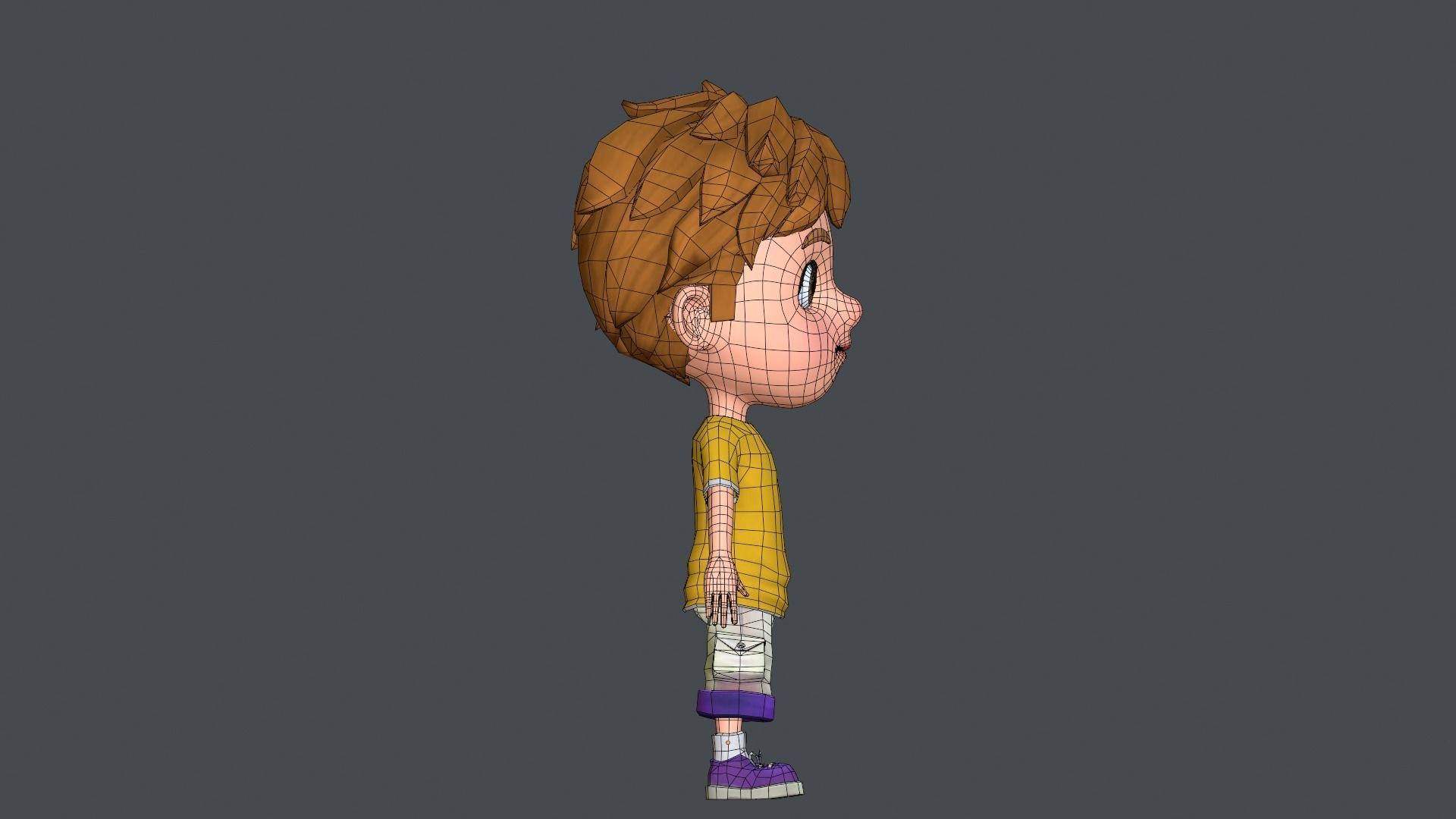 Kain Cartoon Boy Character Low-poly 3D model_21
