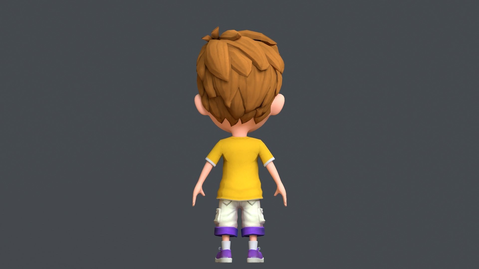 Kain Cartoon Boy Character Low-poly 3D model_6