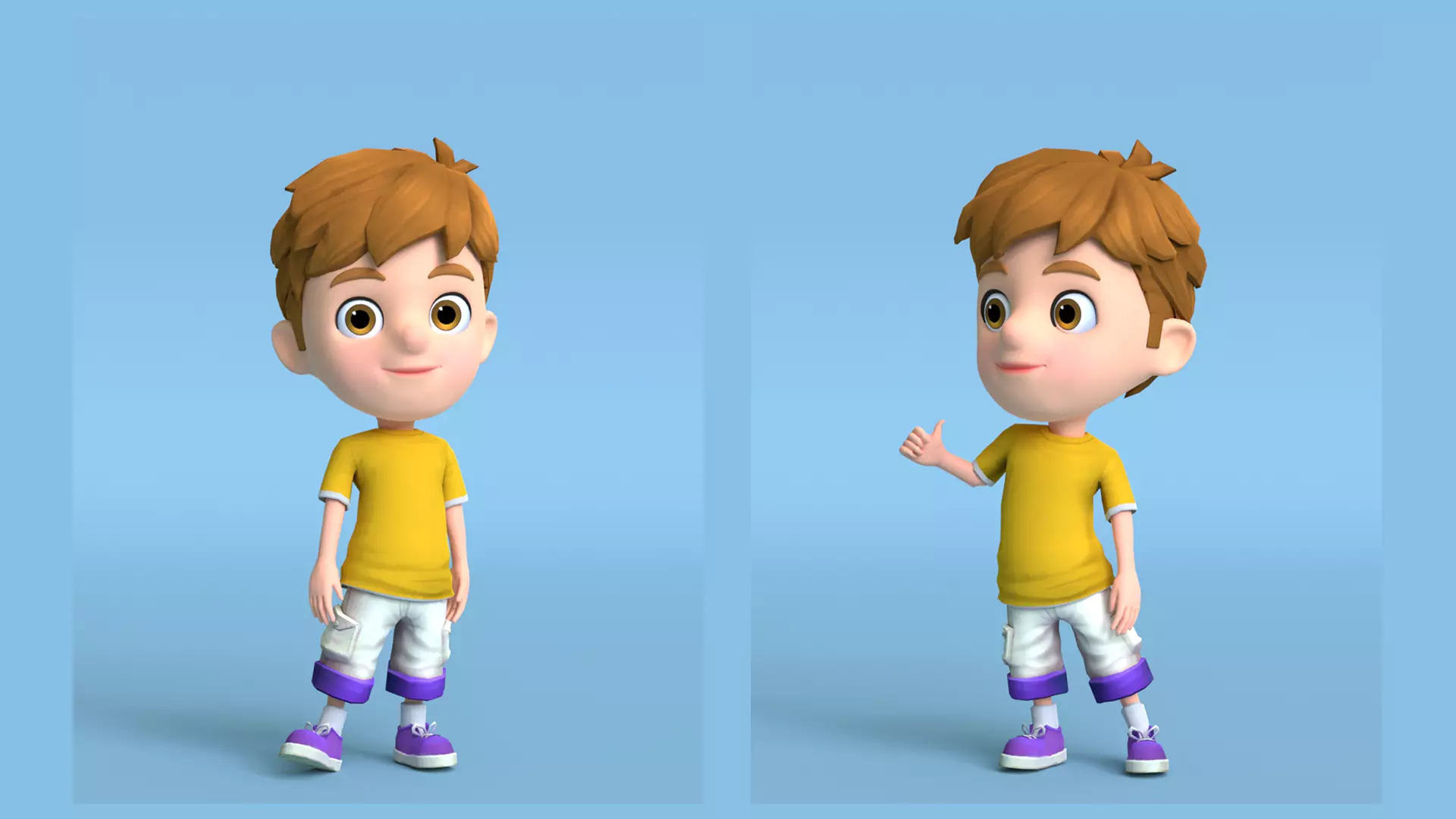 Kain Cartoon Boy Character Low-poly 3D model_0