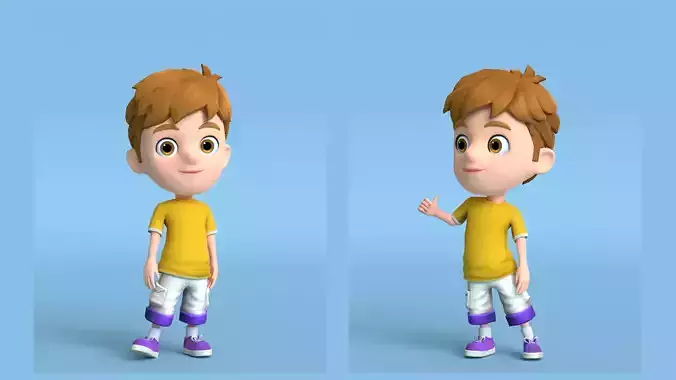 Kain Cartoon Boy Character Low-poly 3D model