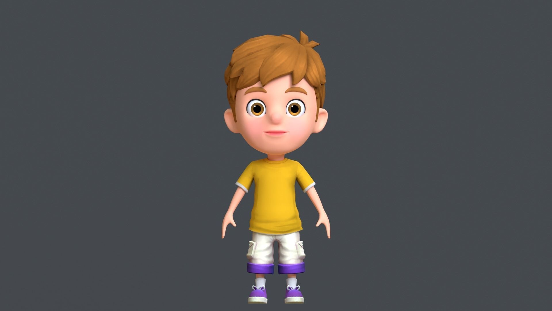 Kain Cartoon Boy Character Low-poly 3D model_4
