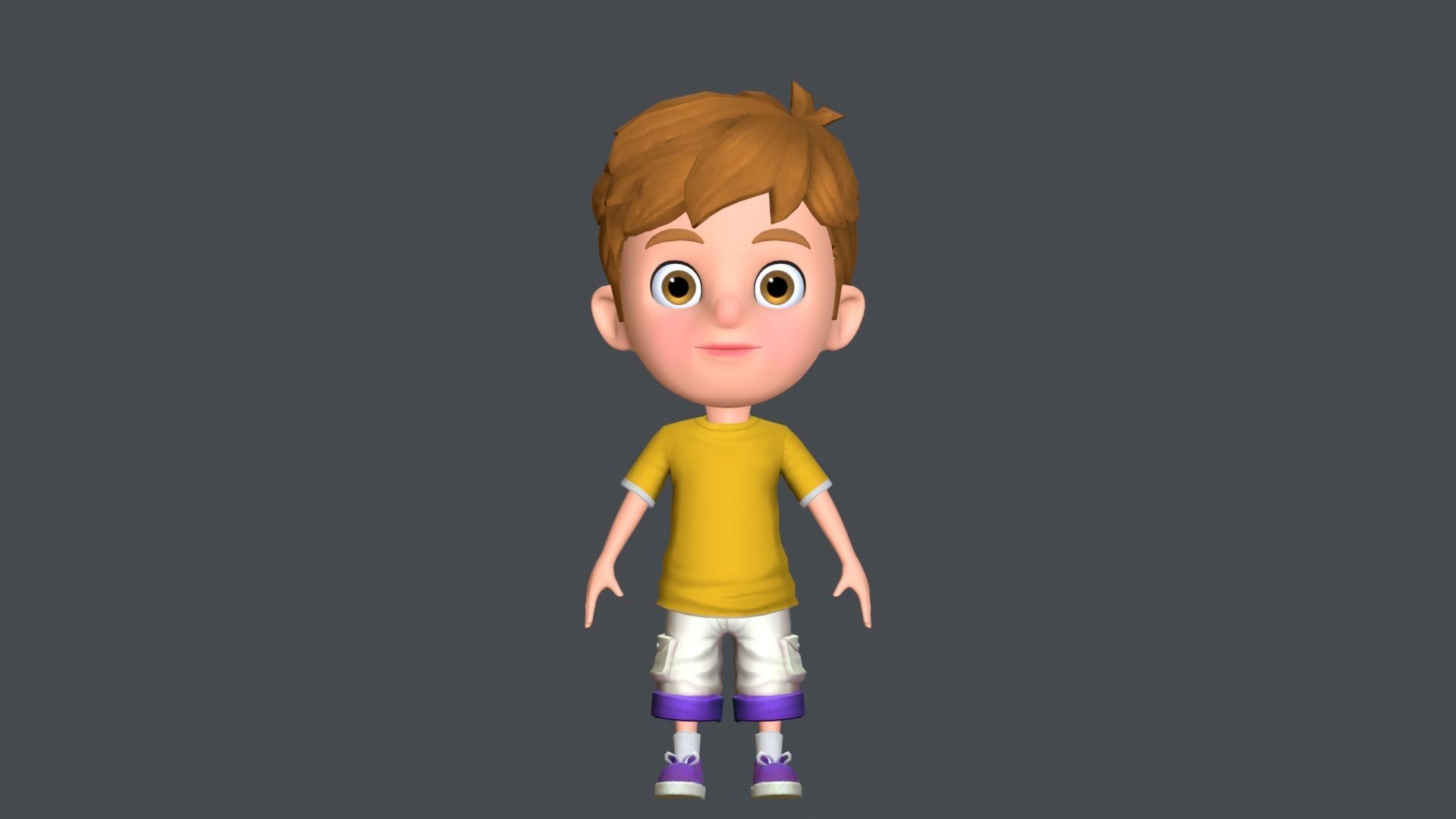 Kain Cartoon Boy Character Low-poly 3D model_8