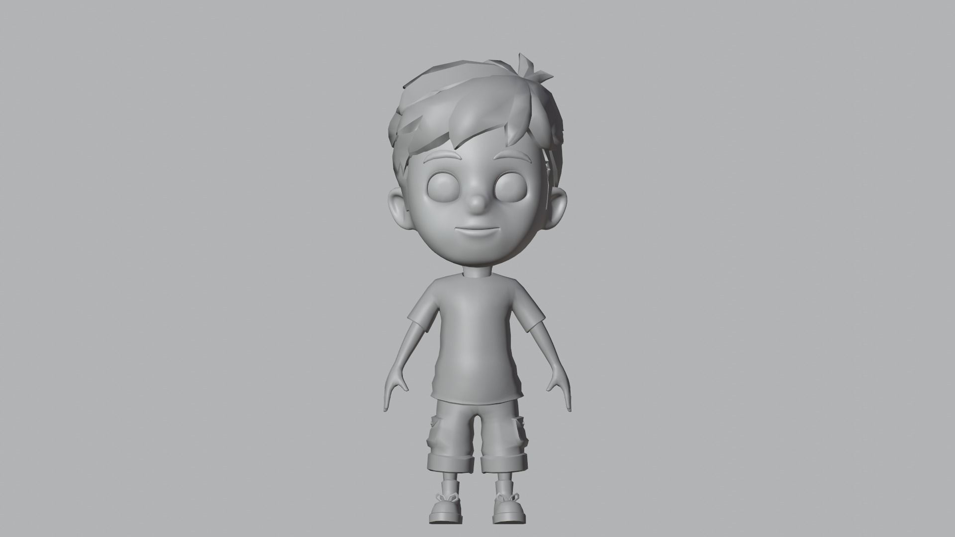 Kain Cartoon Boy Character Low-poly 3D model_12