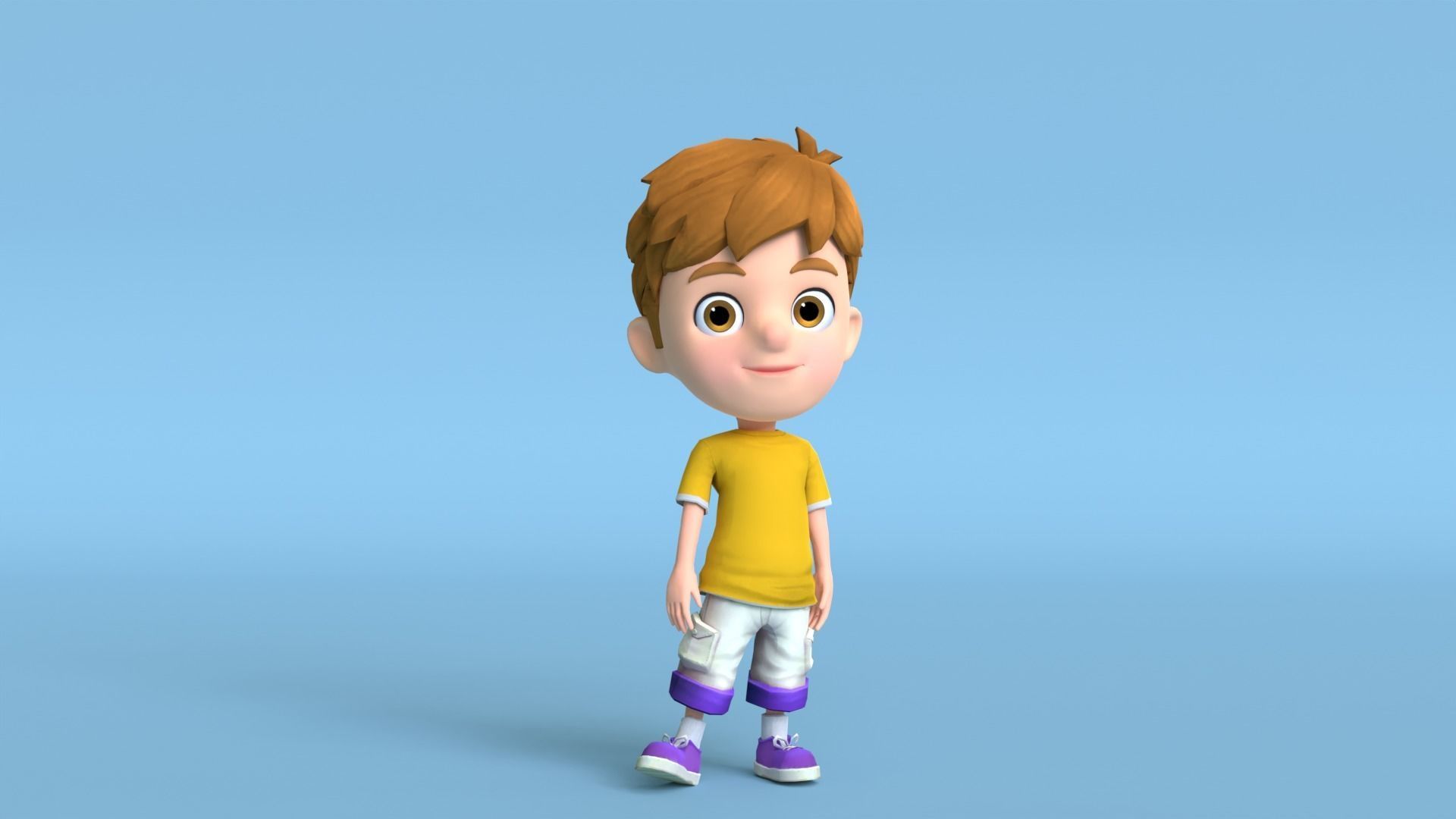 Kain Cartoon Boy Character Low-poly 3D model_2