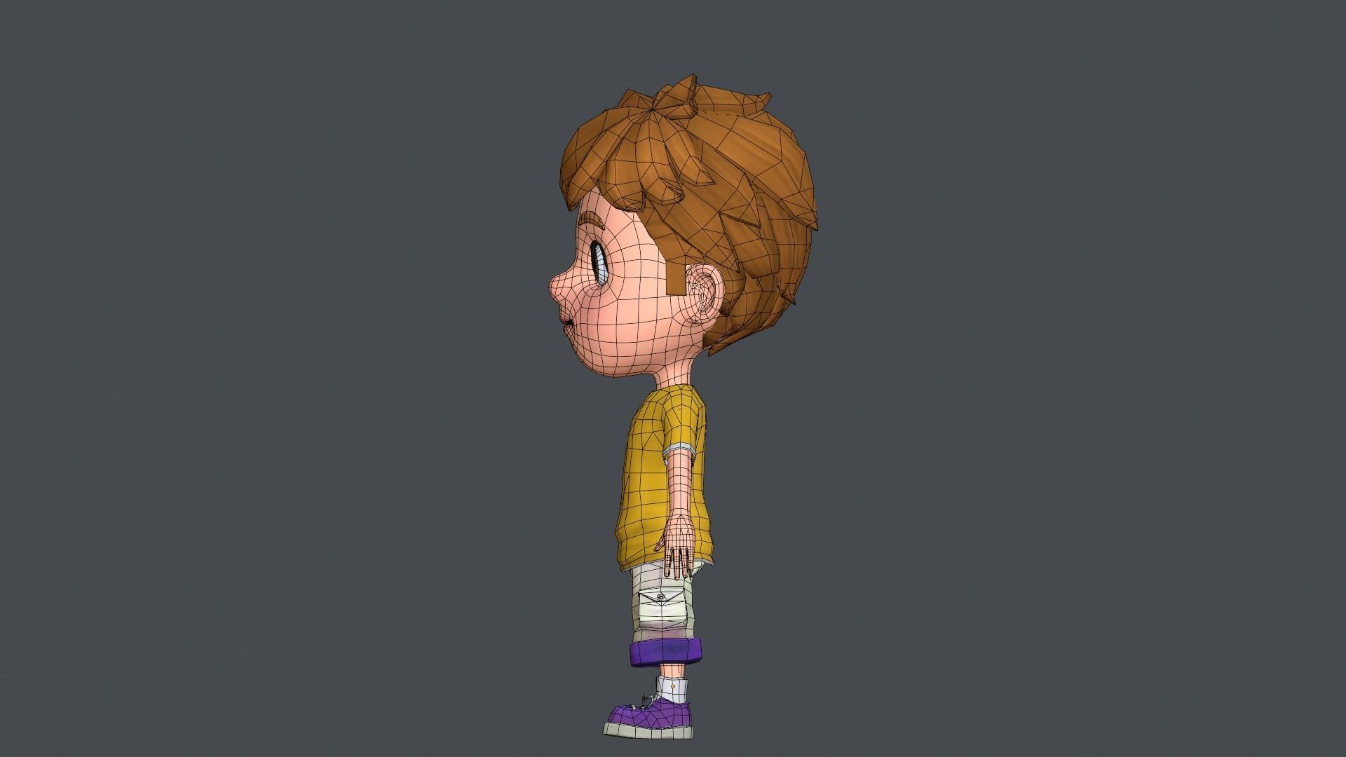 Kain Cartoon Boy Character Low-poly 3D model_23